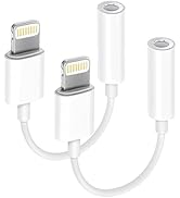 Apple MFi Certified 2 Pack Headphone Adapter for iPhone, Lightning to 3.5 mm Headphone Jack Adapt...