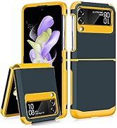 SAMONPOW for Samsung Galaxy Z Flip 4 Case with Upgraded Hinge Protection Dual Layer Hard PC Soft ...