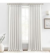 PleatedDrapes Beige White Sheer Linen Curtains 96 Inches Long for Bedroom, Neutral Modern Window ...
