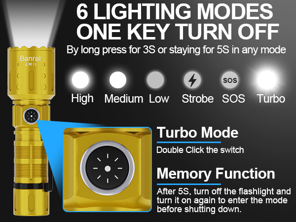6 LIGHTING MODES AND ONE KEY TURN OFF