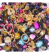 120g Random Glass Beads Kit for Jewelry Making, 6-10mm Round Crystal Glass Beads for Bracelet Mak...