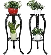 Ufine 2 Tier Metal Plant Stand Indoor Outdoor Iron Art Flower Pot Holder Tall Plant Display Rack ...