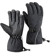 HighLoong Men Ski Snowboard Gloves with Waterproof and Thinsulate for Cold Winter-Black