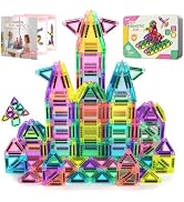 BAIJLE 140PCS Mini Magnetic Tiles, Portable Magnetic Toys Travel Set with Iron Case for Kids Ages...