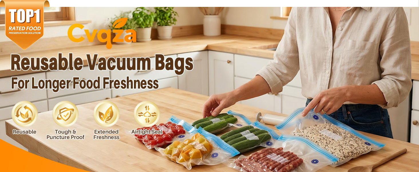Vacuum Sealer Bags, 20 Reusable Vacuum Sealer Bags for Food