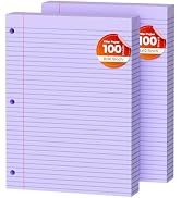 Purple Loose Leaf Paper 200 Sheets Colored Filler Paper 2 Pack 8 * 10.5 College Ruled Paper 3-Hol...
