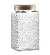 ANSQU Vintage Glass Storage Jar, 34 FL OZ Glass Food Storage Containers with Bamboo Wooden Lid, A...