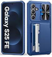 BXYJY for Samsung Galaxy S25 FE Case Wallet with Card Holder (4-5 Cards), Slide Camera Cover, Mil...