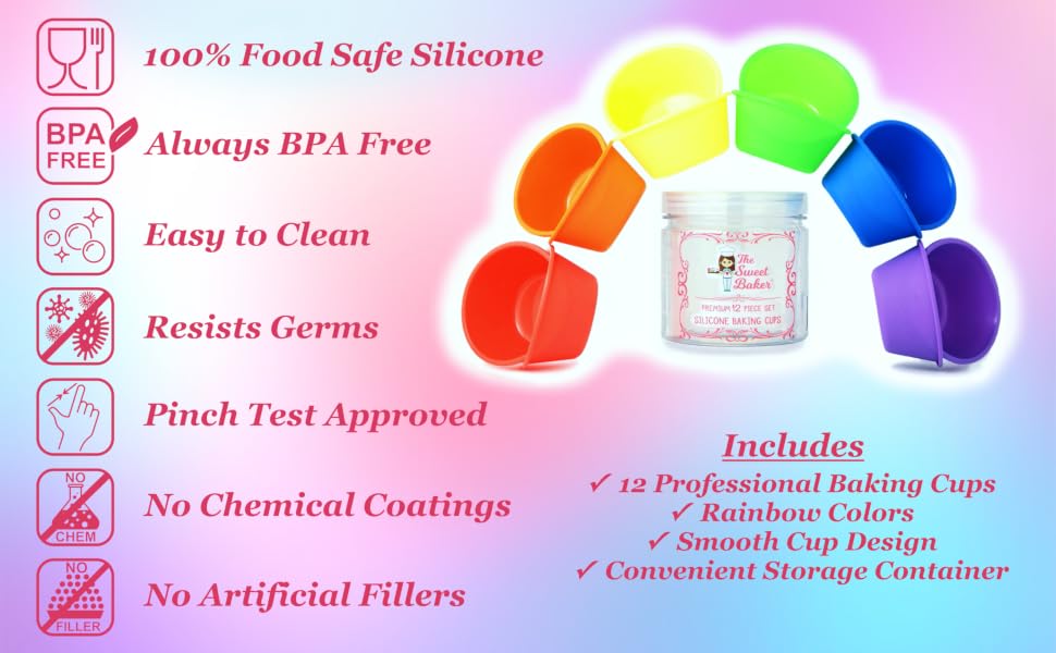 The Sweet Baker Silicon Bake Container pot kitchen clean safe nonstick fun rainbow colours colors