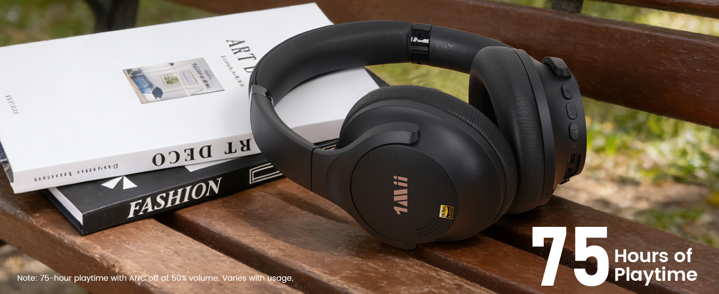 1Mii AI Y8 Active Noise Cancelling Headphones, Wireless Headphones Over Ear Bluetooth 6.0