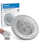 TRAPAMTE Shower Drain Hair Catcher, 4.7" Fast Drainage Shower Drain Cover, Anti-Slip Stainless St...