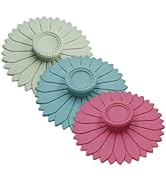 Sunflower Silicone Cup Covers,4.1 Inch Reusable Suction Lids - Seal &amp; Keep Drinks Warm/Cold,Dishw...