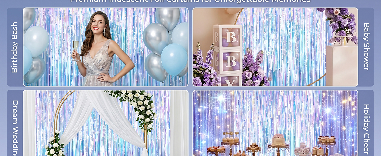 Iridescent Party Decorations Fringe Backdrop