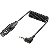 JSADZKJ Right Angle 3.5mm to XLR Aux Cable Coiled 1/8 Inch Jack Stereo to XLR Female Cord Adapter...