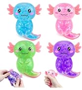 4PCS Axolotl Squishy Glitter Stress Relief Toy, Stretchy Axolotls Stress Ball, Relief Squishy Toy...