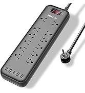 Power Strip Surge Protector with 12 Outlets &amp; 4 USB Ports &amp; 1 USB-C Port (5V/3A), 2360 Joules, An...