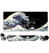 Extended Gaming Mouse Pad, Memory Foam Ergonomic Keyboard Mouse Wrist Rest Support Set, Large Des...