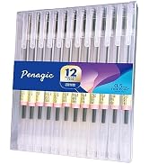 Penagic - Gel Pens 12 Count, Black Ink, Ball Point Pens Fine Point, 0.5 mm Ink Pen, Note Taking P...