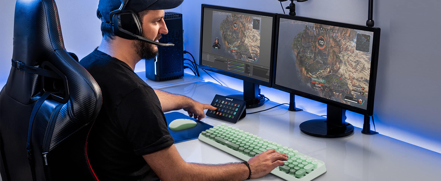 green wireless keyboard and mouse