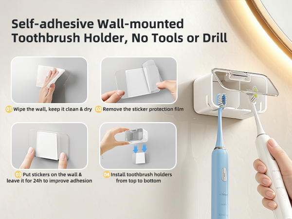 2 Slot Toothbrush Holders Wall Mounted