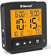 Geevon Small Atomic Travel Alarm Clock with Auto/8s Backlight, 2 Alarm Settings, Temperature, Inc...