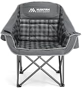 Huskfirm Oversized Camping Chair Padded Camping Chairs Heavy-Duty Foldable Camping Chairs with Cu...