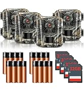 WOSPORTS Mini Trail Camera 4 Pack 24MP 1080P HD, Game Cam with SD Card, Tiny Waterproof Hunting C...