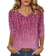 Zeagoo Womens 3/4 Length Sleeve Tunic Tops Casual V Neck Shirts Basic Tees Business Work Blouses ...
