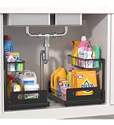 MERATIA 2 Pack Under Sink Organizer, 2 Tier Pull Out Cabinet Organizer,Slide out Metal Cabinet Or...