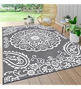 Pauwer Waterproof Outdoor Rug 5'x8', Reversible Outdoor Plastic Straw Rug, Outdoor Patio Rug for ...