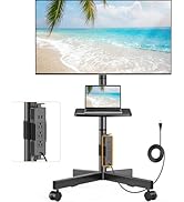 Perlegear Mobile TV Cart, Clip-On Integrated Power Supply, Rolling TV Stand Portable for 23-60? T...