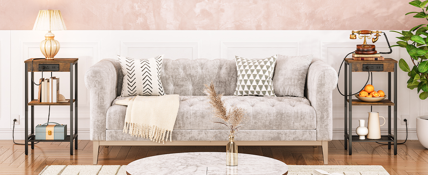 BF09UDH01 Tall side table with charging station