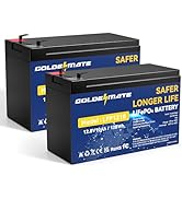 GOLDENMATE 12V 10Ah LiFePO4 Lithium Battery(2 Packs), 5000+ Deep Cycles, Lithium Iron Phosphate B...