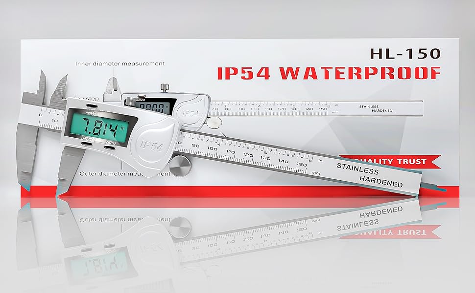 Electronic Digital Vernier Caliper, LOUISWARE Stainless Steel Caliper 150mm0-6 inch Measuring Tools