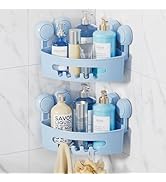 LEVERLOC Corner Shower Caddy Suction Cup, shower shelves suction cup, 2 Pack Basket Powerful Bath...