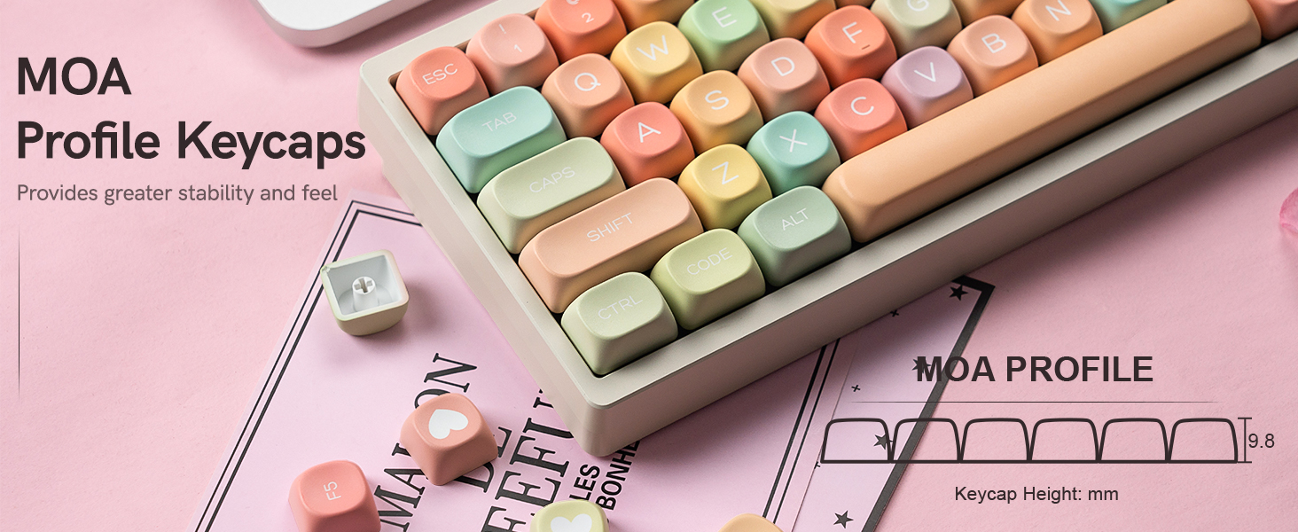 womier Cute Candy keycaps Set,dye Sublimation pbt keycaps 60% 75% 100%,MOA Profile Custom keycaps