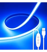 ShineBurky 6.56FT/2M Blue COB LED Strip Light, USB Powered Cuttable LED Tape Lights, 640 LEDs Hig...