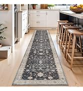 RUUGME Kitchen Runner Rug 2x10: Hallway Washable Runners Vintage Black Multi Floral Design Low Pi...