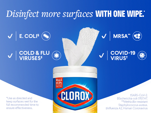 Disinfects more surfaces