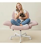 HUANUO Vanity Chair with 6-Position Adjustable Armrests, Criss Cross Chair with Wide Cushion, Sof...