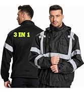 Hi-Vis Reflective 3in1 Work Jackets,Safety Jackets with Zipper