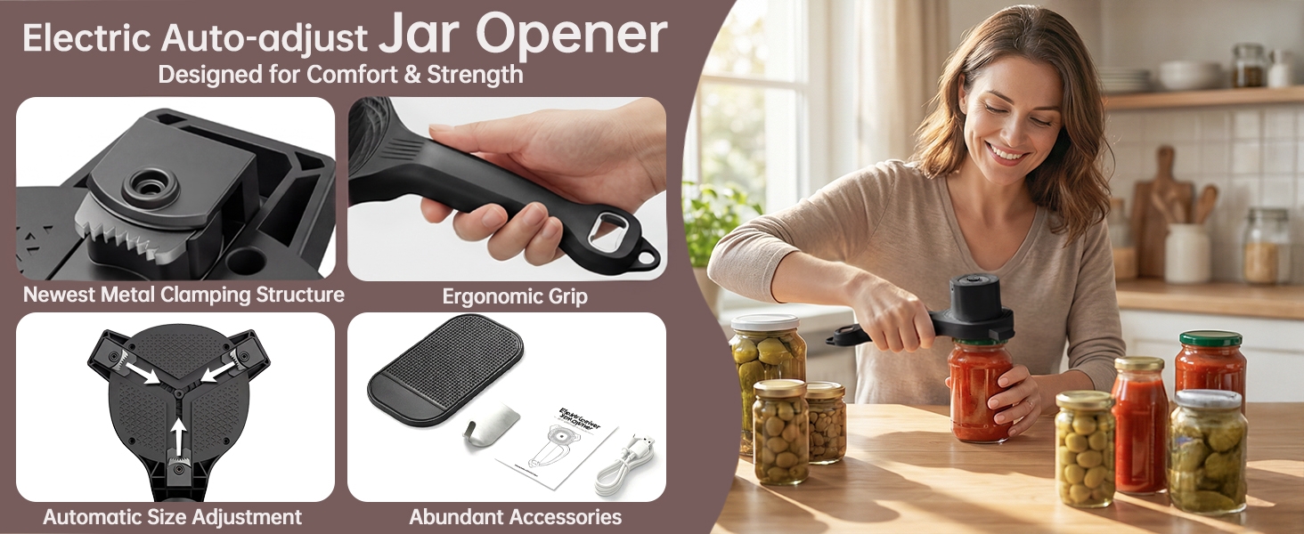 Electric Auto-adjust Jar Opener