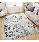 Keeko 8x10 Area Rugs for Living Room, Modern Abstract Floral Pattern Rugs for Bedroom, Soft Washa...