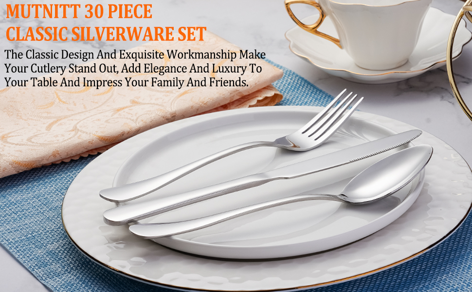 MUTNITT 30 PIECE CLASSIC SILVERWARE SET