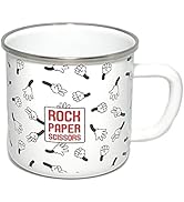 Coffee Mug 17 Oz Big Capacity Holiday Travel Enamel Camping Mug,Rock Paper Scissors,Cute and Funn...