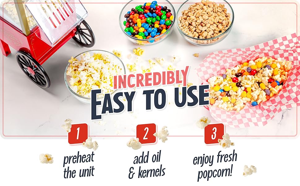 Red Popcorn Cart Incredibly Easy to use