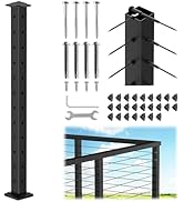 CKE T-Drilled Corner Post Cable Railing, Three Sides T-Drilled 42