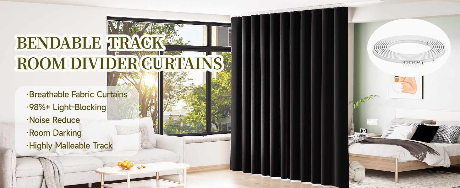 Room Divider Ceiling Mounted Curtains Track Sets Extra Wide Blackout Curtain Tracks Separator