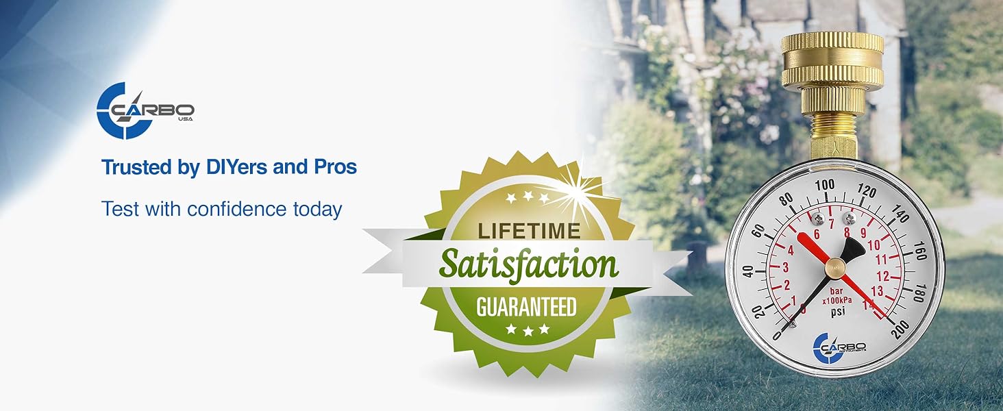 2.5" pressure gauge clear in low light clear in rain 0-200 PSI, red max pointer, rust-free, outdoor