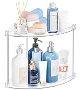 FODIENS 2 Tier Corner Bathroom Organizer, Clear Bathroom Counter Shelf for Vanity Countertop, Kit...